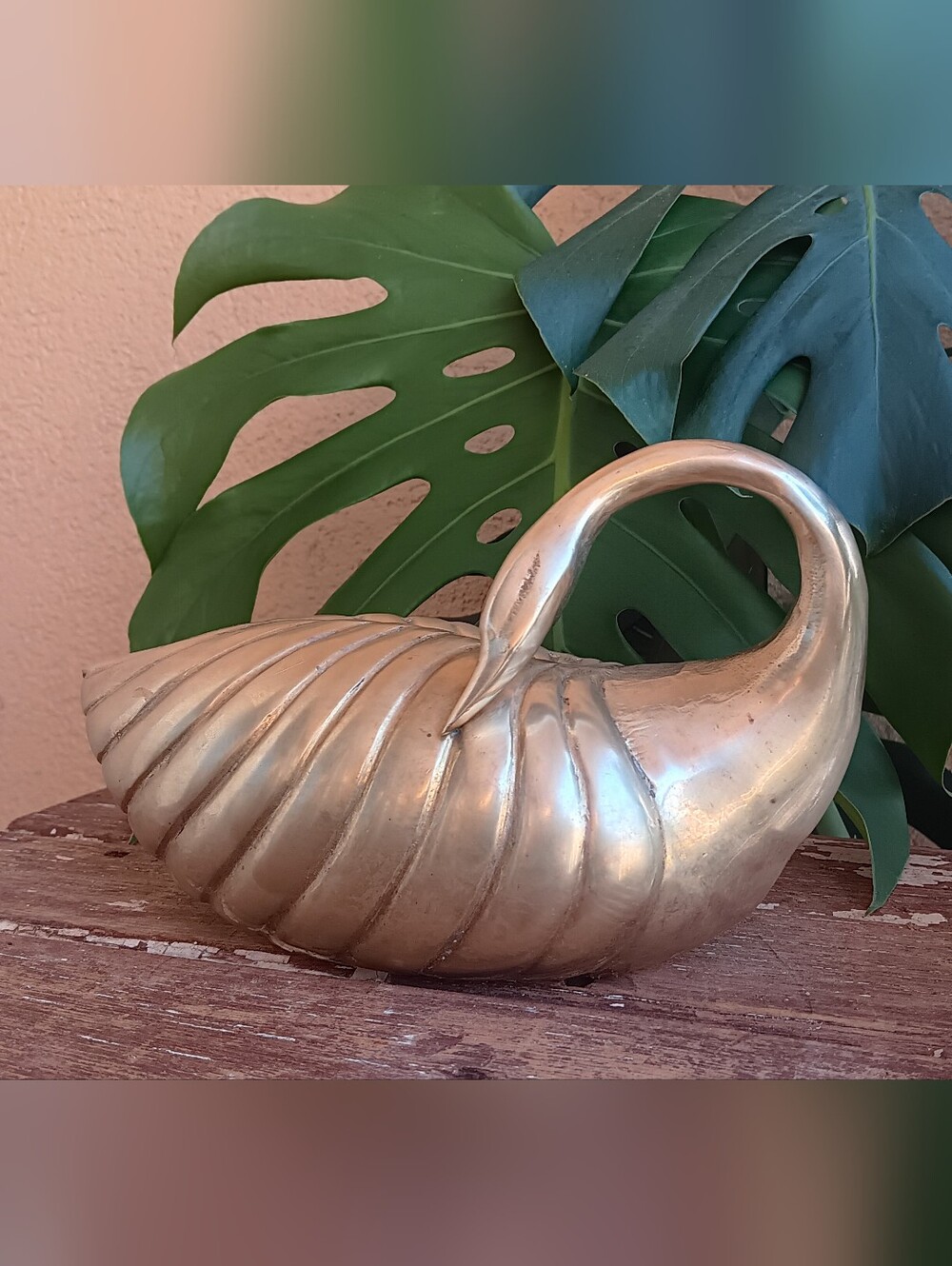 Brass Swan Figurine - Curved Neck Decorative SculptureVintage MCM Brass Swan